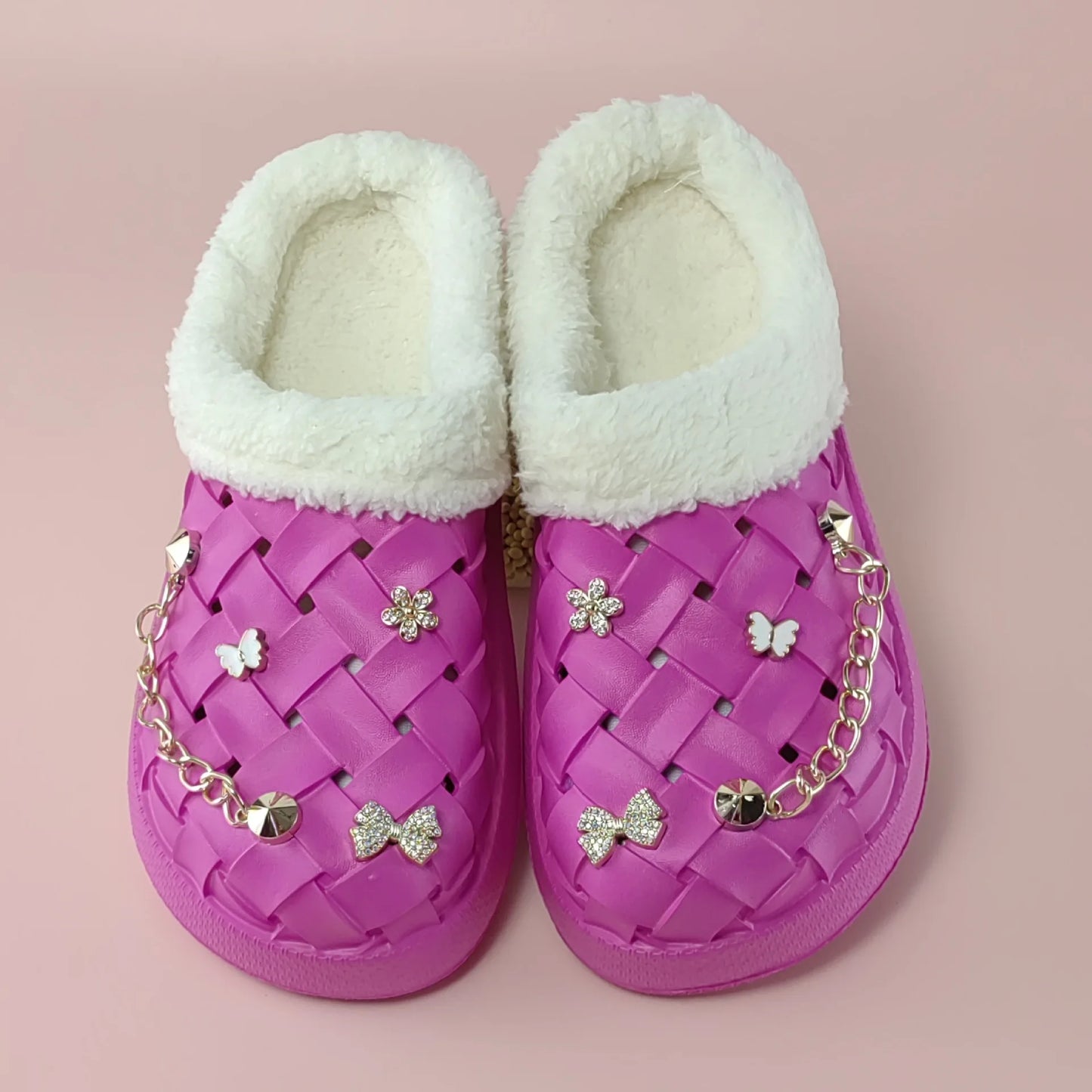 Kids' Slippers House Shoes Cartoon PU Leather Bow Winter Shoes Warm Anti-Slip Soft Bottom Shoes For Girls Size 40-45