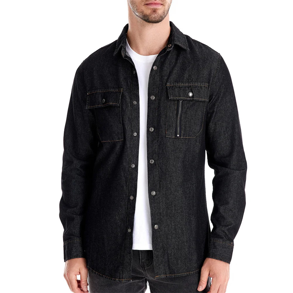 Men's 100% Cotton Denim Shirts Autumn Thickened High Quality Solid Colour Shirt With Button Casual Jeans Shirt For Men