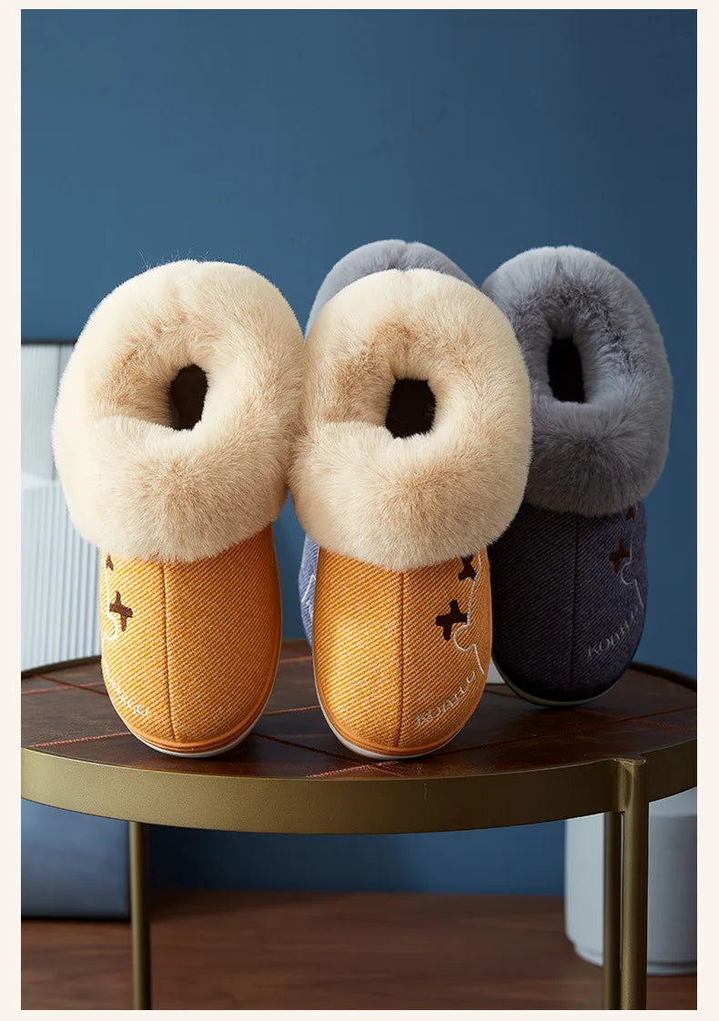 Unisex Warm Plush Winter Slippers Indoor Furry Fluffy Cotton Slides Suitable As Comfortable Home Bedroom Shoe For Men & Women