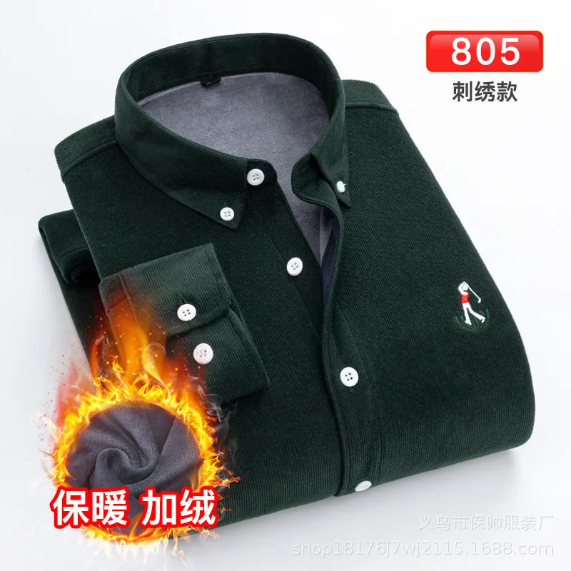 Reversknopf Allgleiches Stickerei Warme Hemden Herrenbekleidung Herbst Neue Übergroße Casual Tops Lose Koreanische Hemd