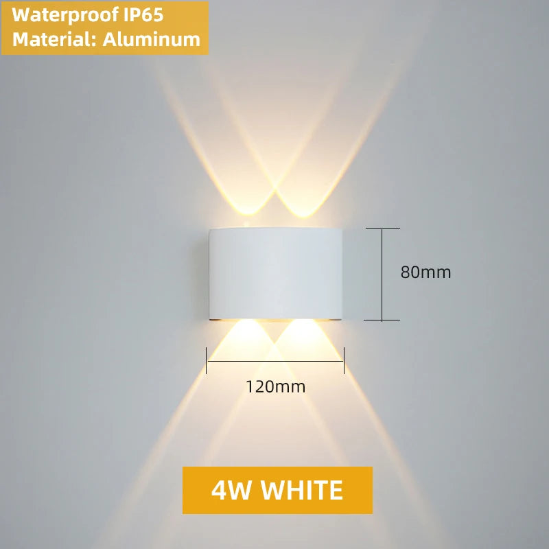 Aluminium binnenwandlamp, waterdichte IP65 LED-wandlamp, buitenverlichting voor in de tuin, slaapkamer, woonkamer, loft, decoratie, trapverlichting
