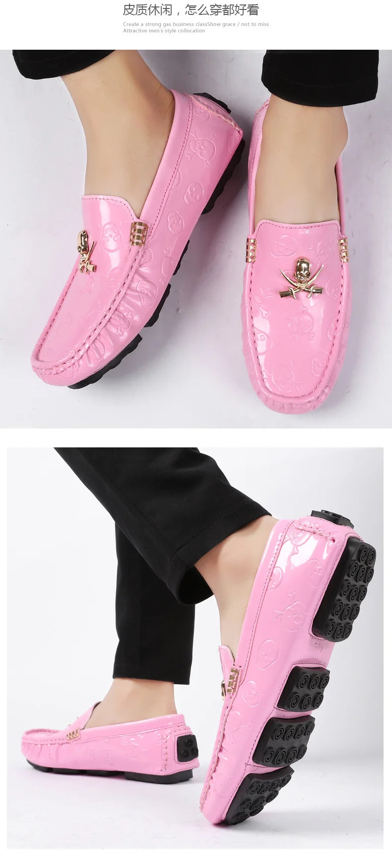 Stylish Mens Big Size 38-48 Dress Formal Wedding Shoes Pink Male Popular Groom Walking Loafers Designer Gentleman Casual Shoes