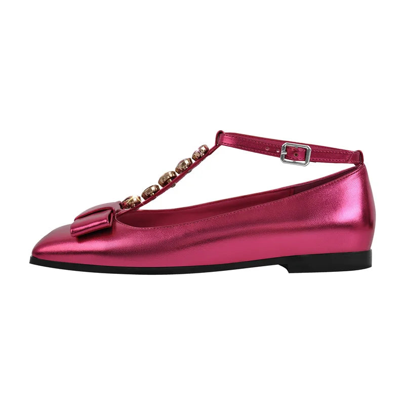 Woman Rose Red Elegent Slip On Flats Fashion Daily Elegant Crystal Flat Shoes