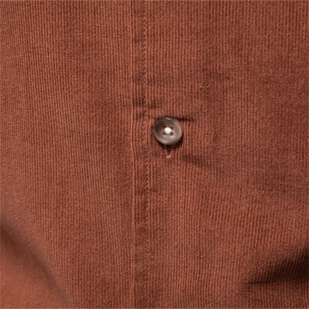2025 Men's Corduroy 100% Cotton Solid Colour Autumn Winter Thickened Business Casual Long Sleeve Classic Male Shirt