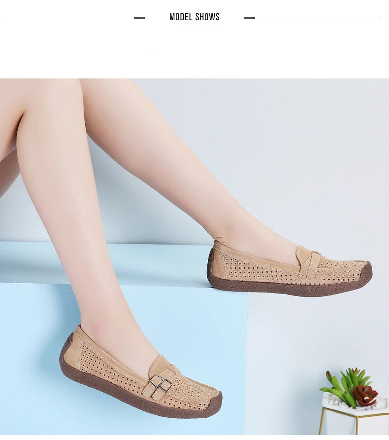 Women's Female Ladies Mother Shoes Sandals Platform Flats Slip On Hollow Summer Cool Moccasins Vulcanized Shoes 41 42