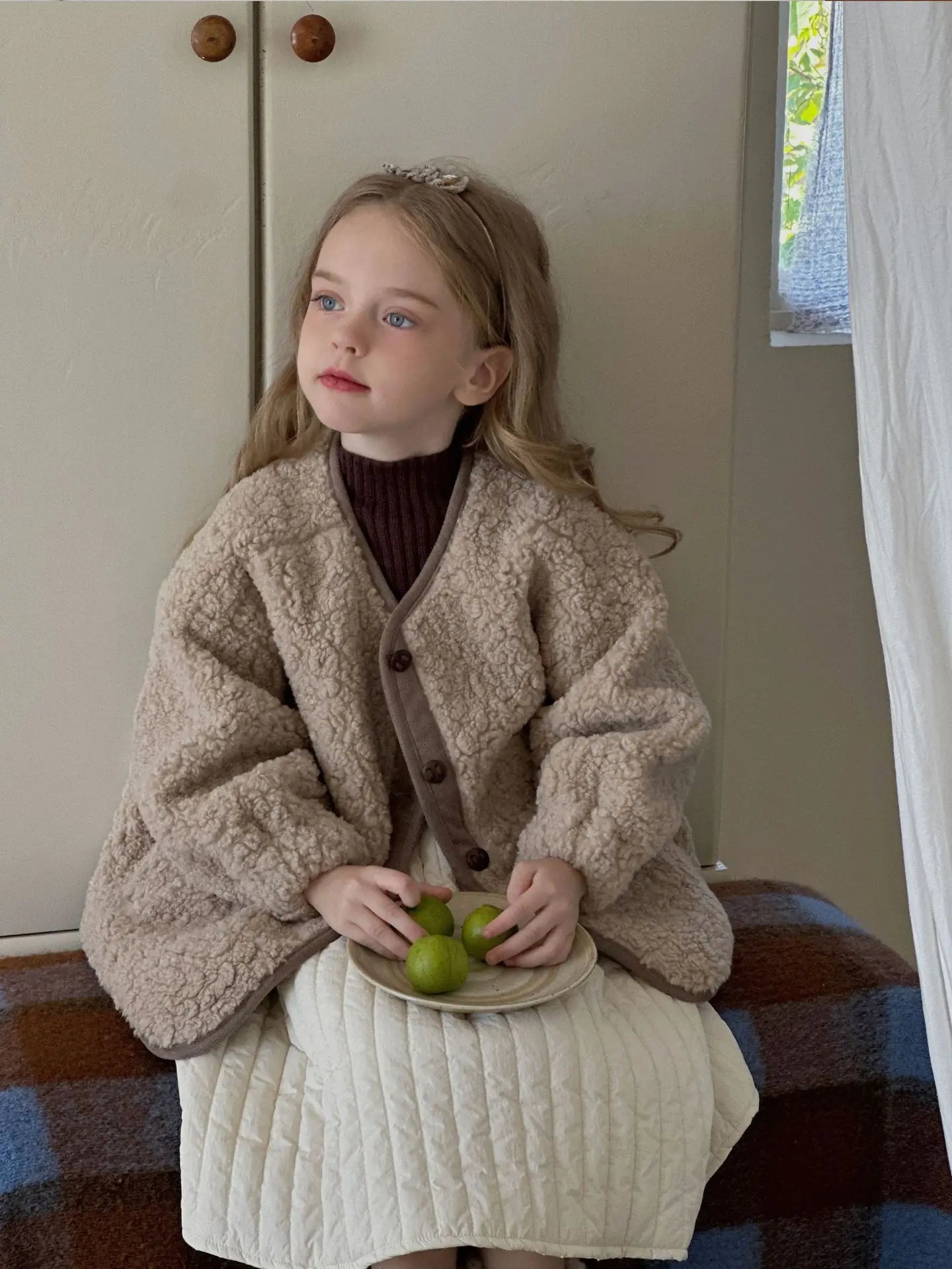 Children's Fleece Coat Spring Autumn Korean Style Female Loose Coat Kid's Thick Casual Outwear Girls Clothing 2-7Y Girls
