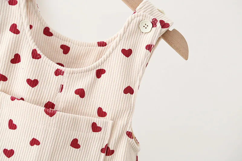 New Autumn Baby Trousers Toddler Cute Love Overall 1-4T Infant Girls Versatile Loose Corduroy Pants