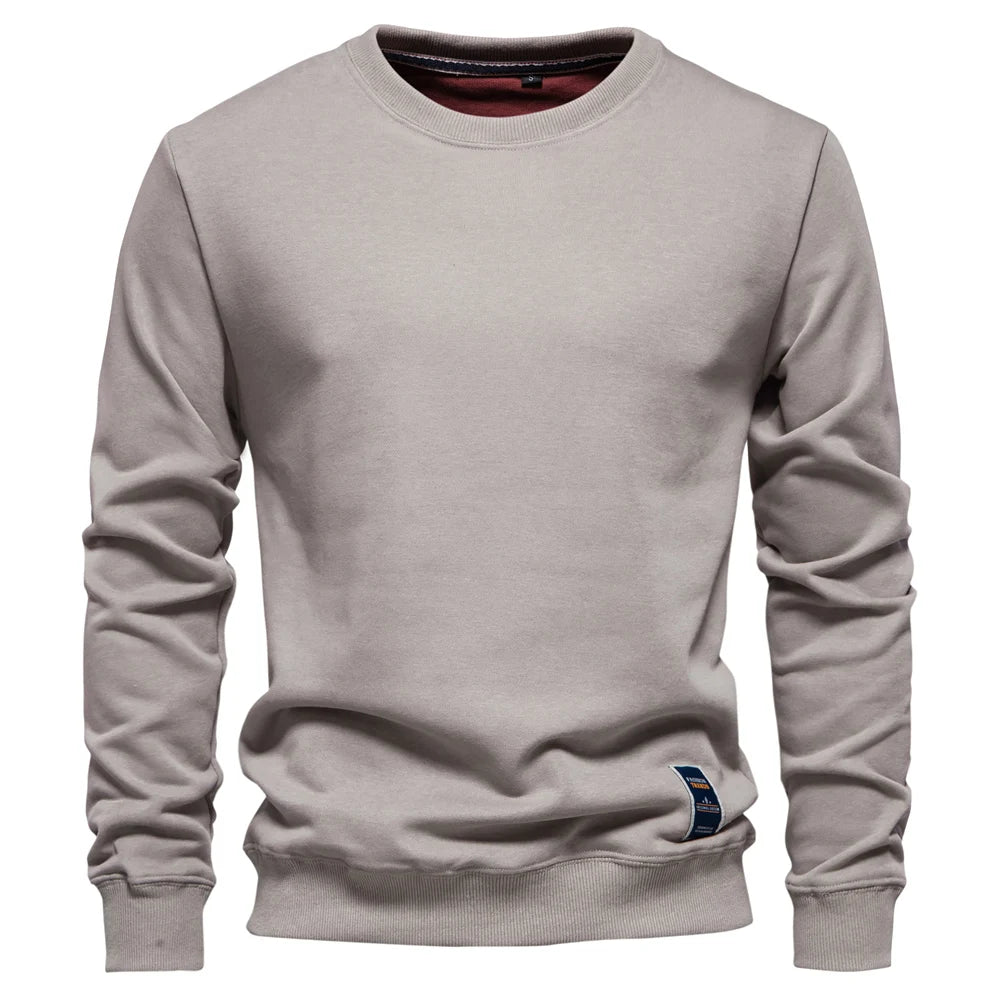 Men's Cotton-Blend Crew Neck Solid Colour Sweatshirts Pullover Casual Sport Sweatshirt for Men