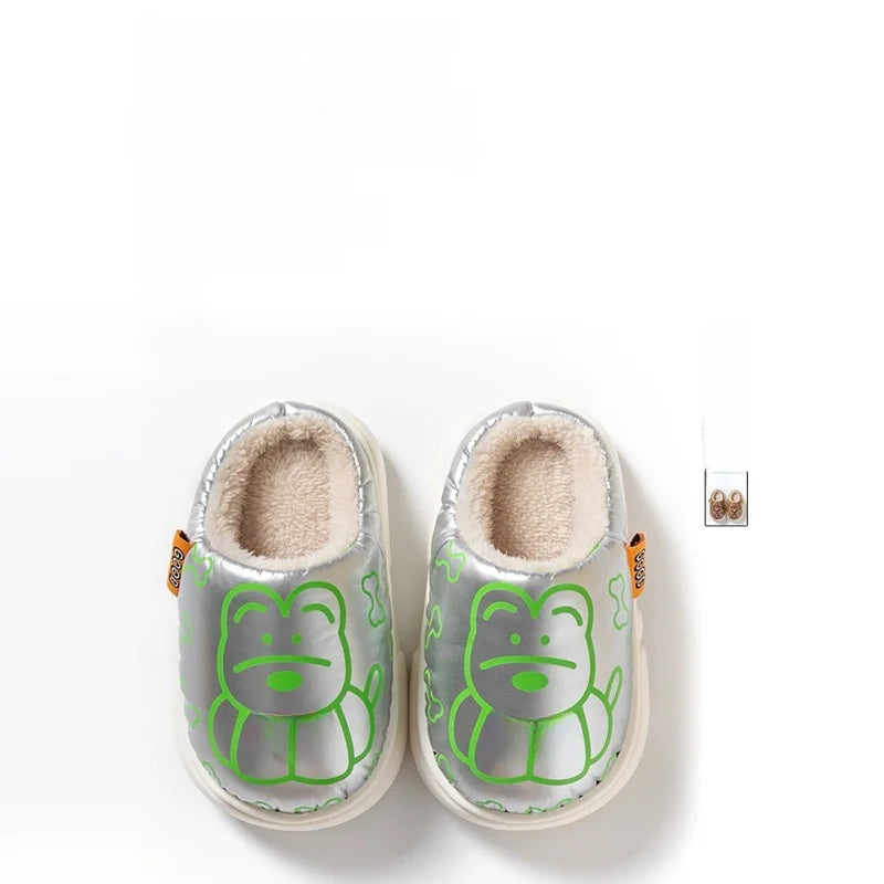 Kids' Slippers House Shoes Cartoon PU Leather Winter Shoes Warm Anti-Slip Soft Bottom Shoes For Girls Size 24-35