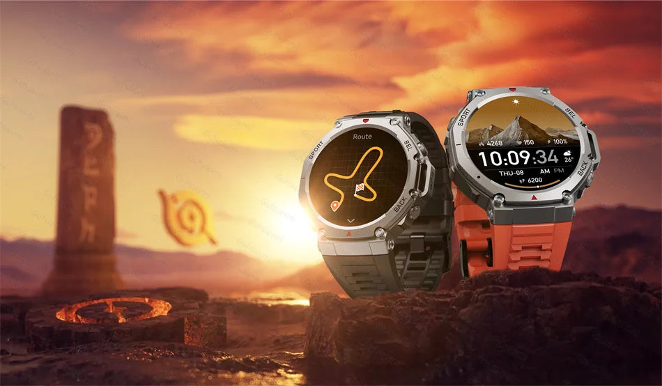 2025 New Outdoor Military Smart Watch Men GPS Track Waterproof Swim Health Monitor Compass GPS Sport Fitness Smart Watch Bracelet