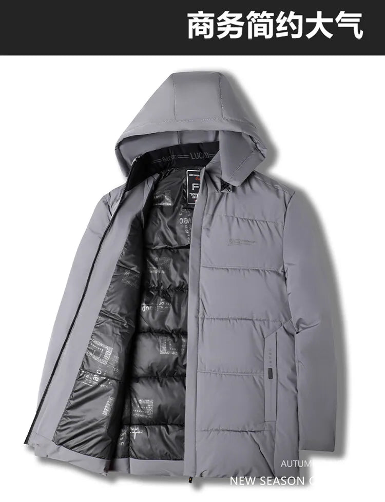 Men's High-Quality Hooded Thickened Warm Cotton Coat, Suitable for Daily Commuting, Elegant Business and Casual Wear Size L-5XL