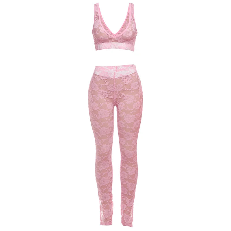 Jacquard Sexy 2 Piece Set Women Thin Summer Coquette Wide Belt Tank Tops + Leggings Stretch Activity Matching Clubwear
