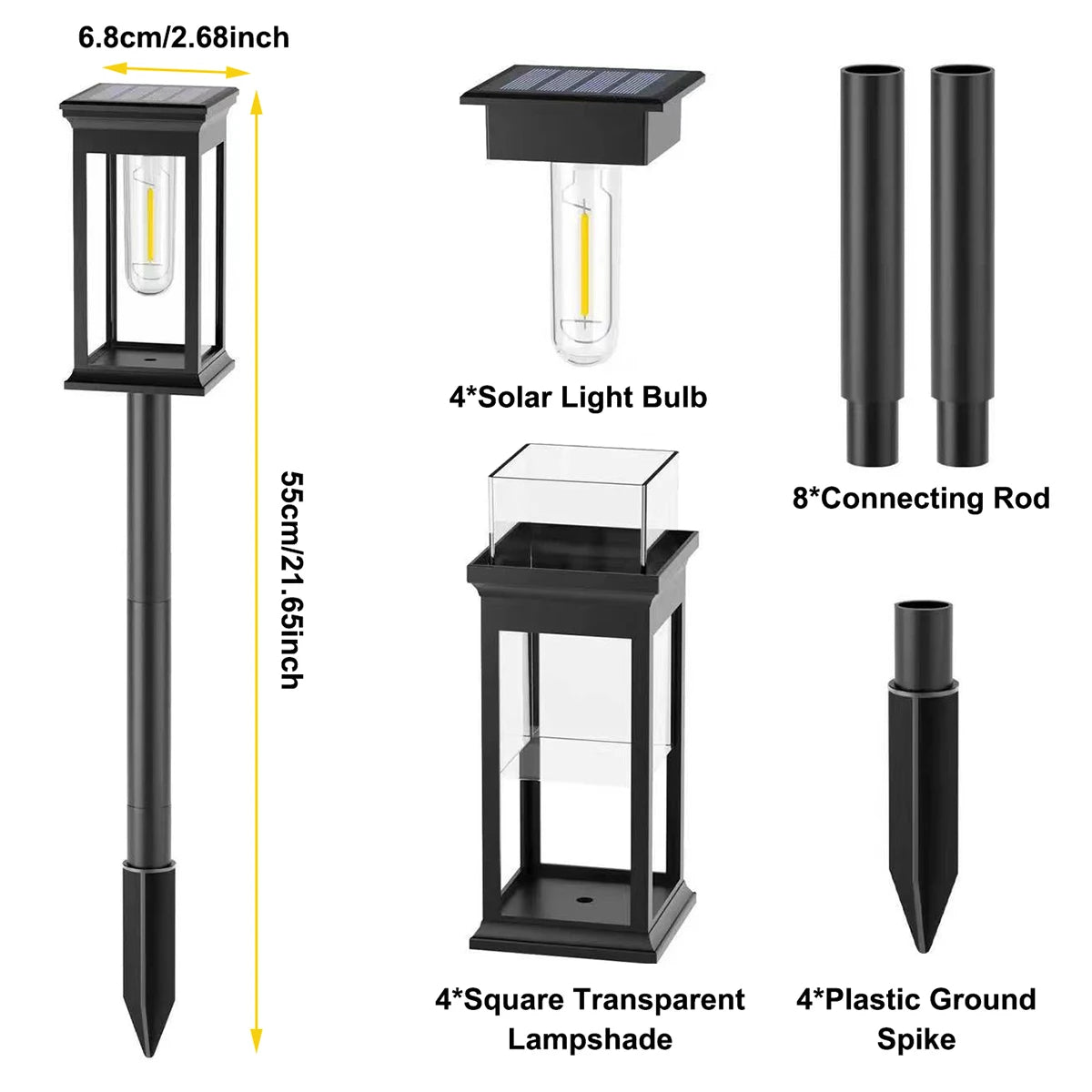 4 stuks zonnelampen voor buiten, waterdichte, heldere zonnelampen voor paden, tuinpaden en tuinverlichting