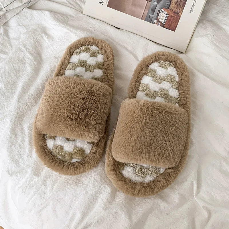 Kids' Slippers House Shoes Cotton Open Toe Winter Shoes Warm Anti-Slip Home Slipper Shoes For Girls Size 26-37