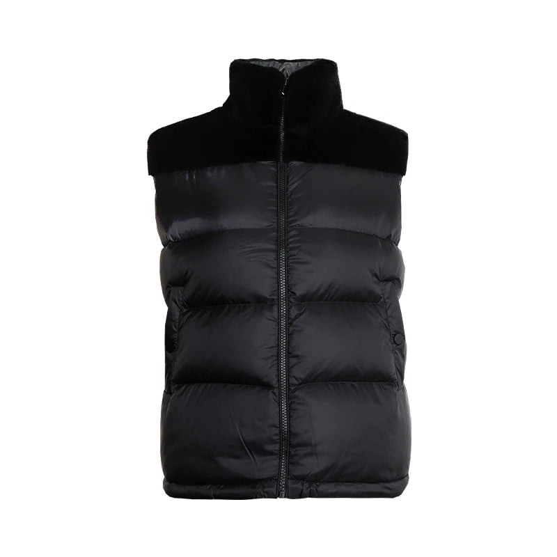 Women's High-Quality Woollen Luxury Jacket, Thick White Duck Down Vest Coats For Ladies