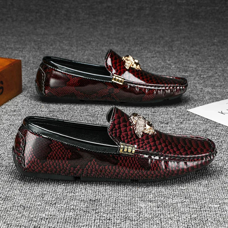 Luxury Trendy Mens Fashion Casual Shoes Popular Youth Daily Walking Shoes Red Business Moccasins Loafers Large Size 38-48