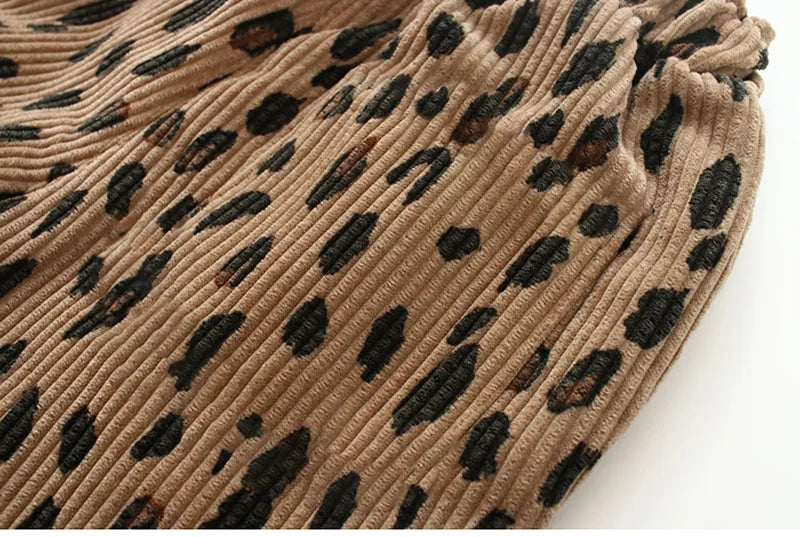New Autumn Girls Boys Casual Pants Leopard Print Kids Corduroy Pants Loose Korean Version Fashion Children Trousers 1-8T Unisex