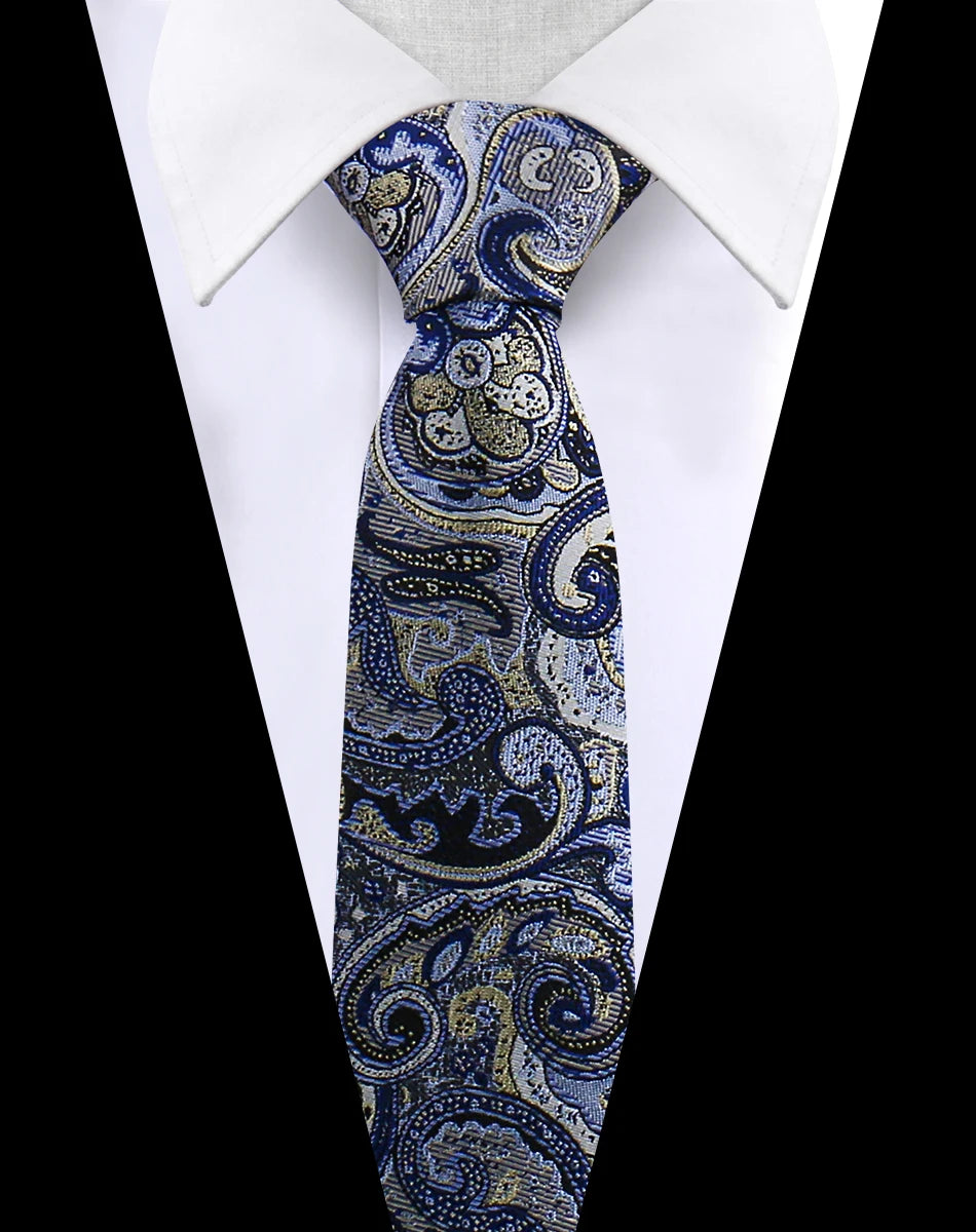 Heren luxe Paisley stropdas met bloemenprint in bruiloftsstijl, zakelijke stropdas van polyester, 146 x 7,5 cm, cadeau voor volwassen mannen.