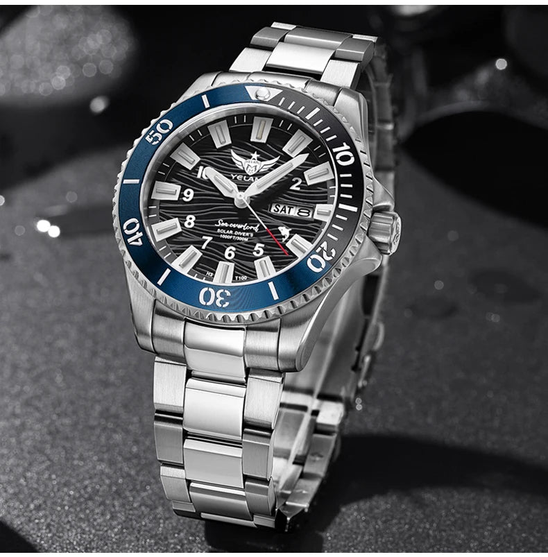 Yelang V1217 42mm Japan Eco-Drive Solar Watch Men's Watch 300M Diver Watch 30ATM Professional Waterproof Sapphire Luminous