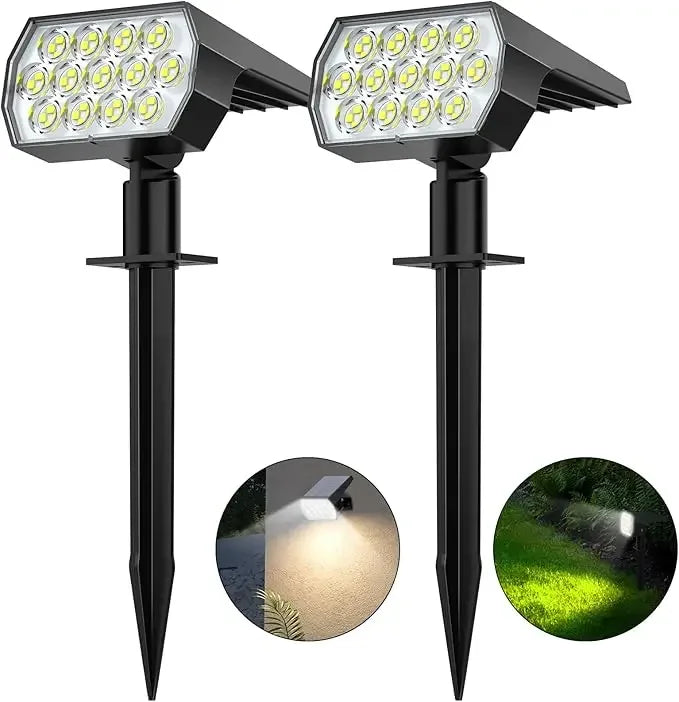 52 LED-Solarstrahler für den Außenbereich, IP65, wasserdicht, mit 3 Modi, Landschaftsbeleuchtung für Gehwege, Hof, Garten