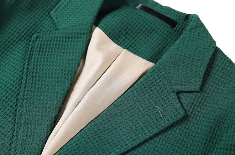 Men’s Waffle Plaid Blazer Coat, Hounds-Tooth Pattern, Wool-Blend Overcoat for Autumn & Winter - Lightweight, Stretchable