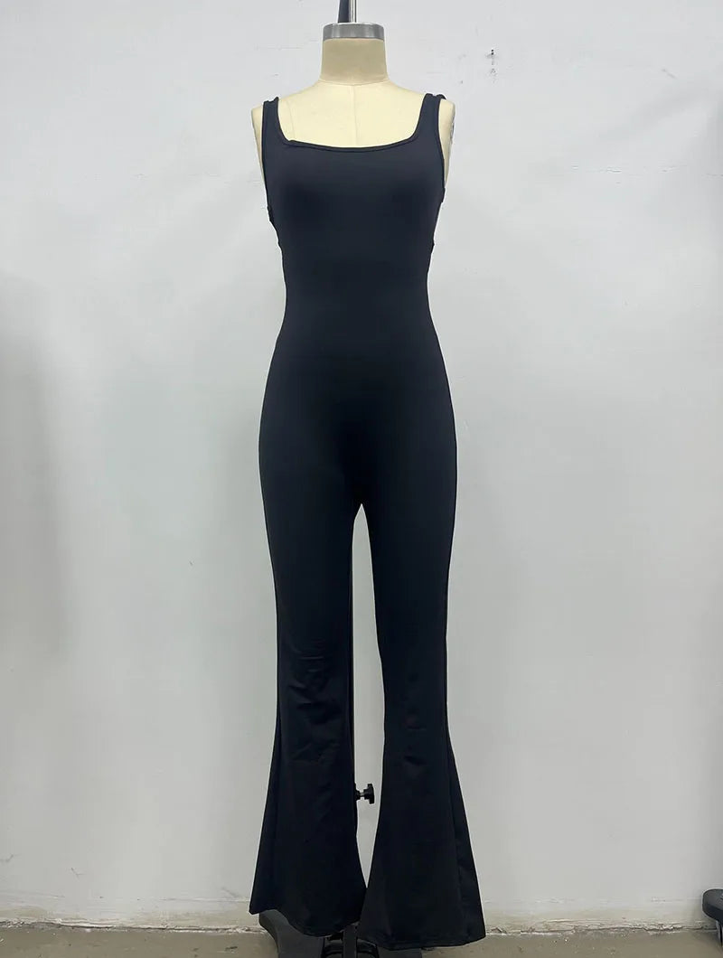 Sexy strakke jumpsuits voor dames, effen kleur, uitgehold, rugloos, mouwloos, yoga-rompertjes, vrouwelijke stretch, workout, liftende heupen, bodysuits