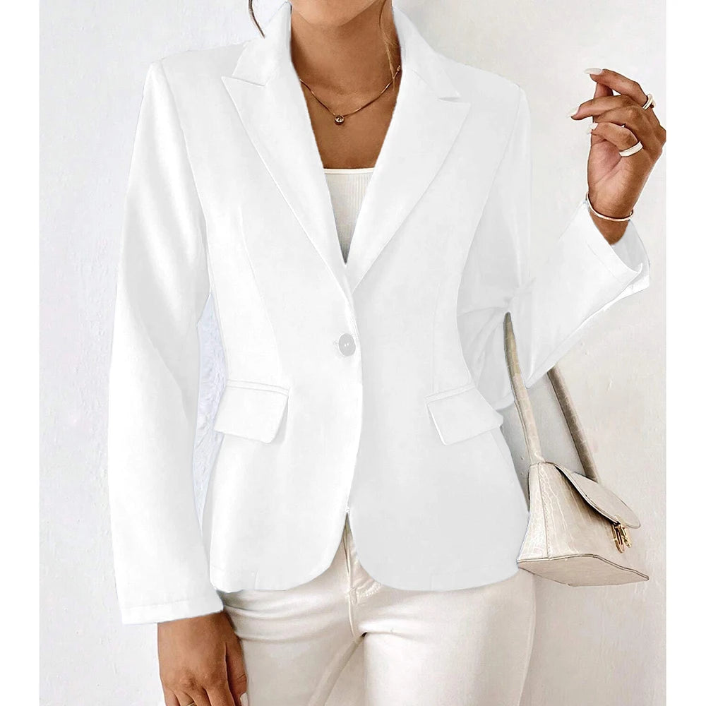 Damesblazers All Season Decent Plain Single Button Long Sleeve Revers Business Blazers