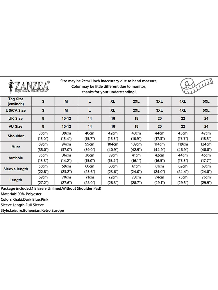 Office Wear Fashion Tops Long Sleeve Elegant Korean Style Women Suit Jackets Streetwear Notched Lapel Casual Blazer