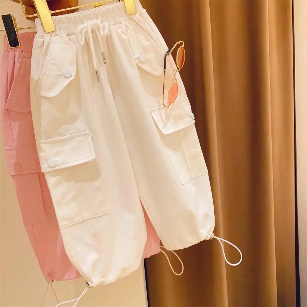 New Spring Autumn Cool Kids Girls Boys Cargo Pants Active Loose Sweat Trousers Children Outwear 0-7T Unisex