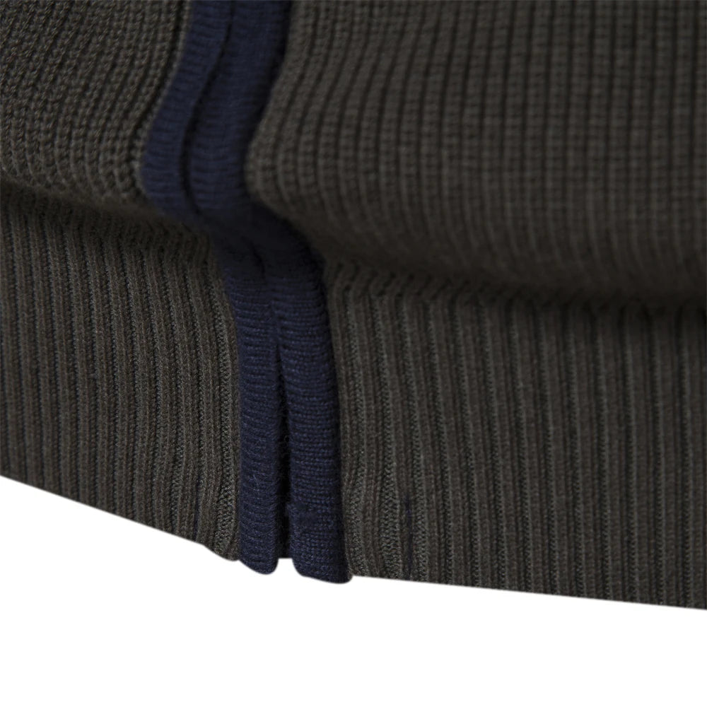 Men's Autumn and Winter Patchwork Colour Sweater For Men Zipper Cardigans High Quality Male Cotton Sweater