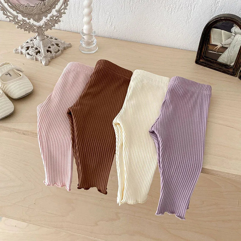 Herfst Baby Leggings Leuke Effen Kleur Meisjes Jongens Pit Strip Skinny Broek Ademende Peuterbroek 6M-3 & Unisex
