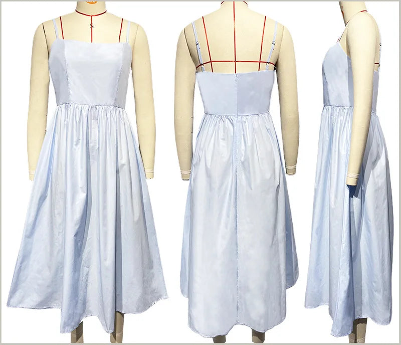 Chic Elegant Party Dresses for Women Solid Spaghetti Strap Sleeveless Long Dress Holiday Beach Sundress Robe Femme Été