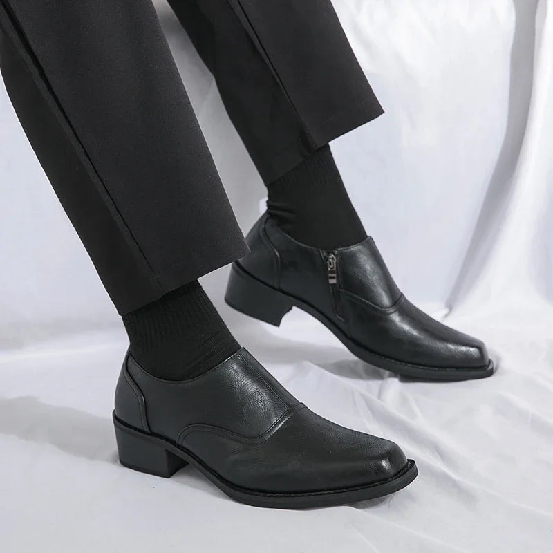 Low Heel Dress Shoes Men Fashionable Chelsea Shoes for Men Black Brown Male Business Formal Oxfords Large Size 38-46 Loafers