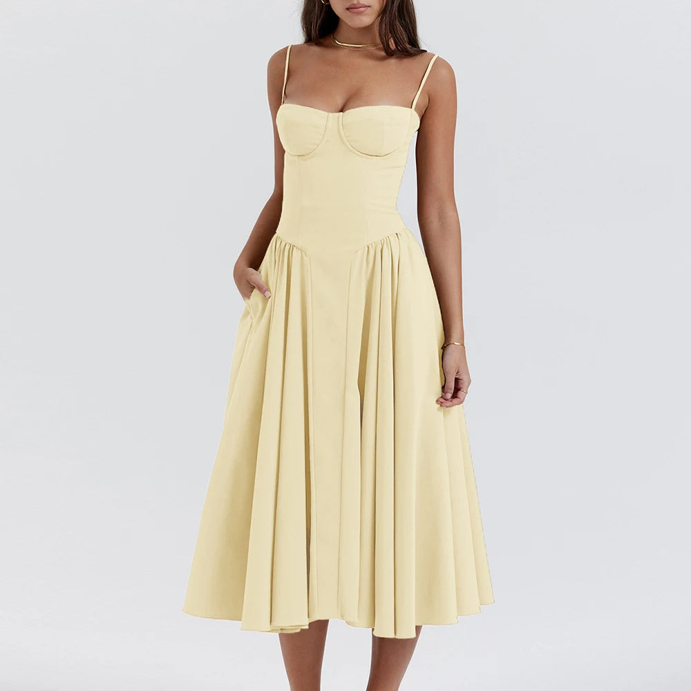 Women's Dresses Spring French Elegant Solid Colour Sleeveless Strapless MIDI Wrap Dating Dresses