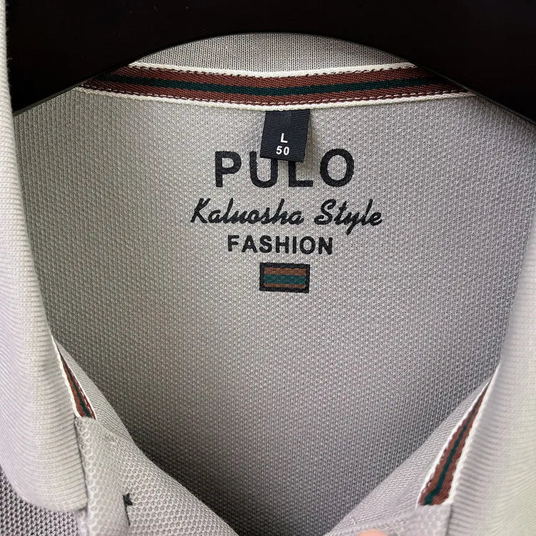 Men's Autumn 100% Breathable Cotton, Long-Sleeve Polo Shirt - Classic Cotton Collared T-Shirt With Business Casual Design
