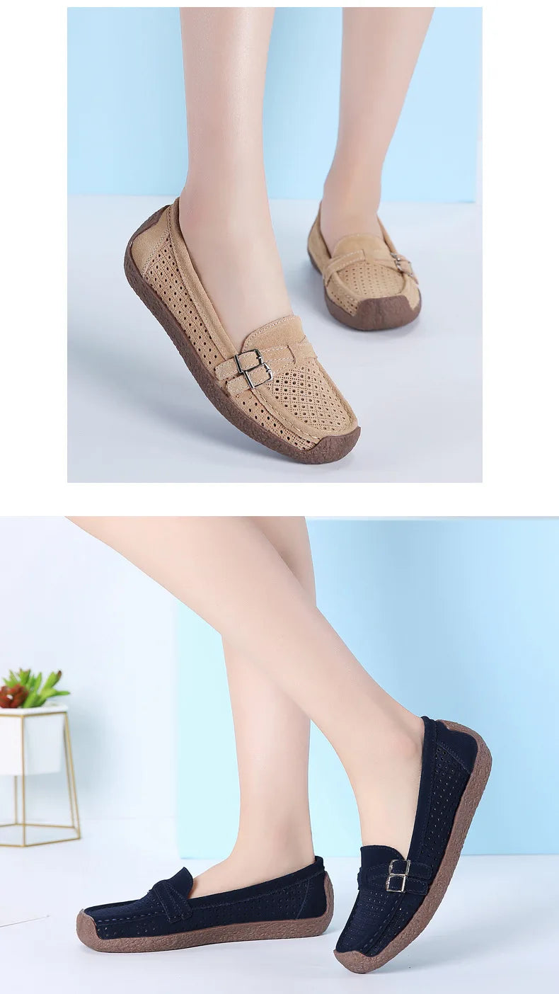 Women's Female Ladies Mother Shoes Sandals Platform Flats Slip On Hollow Summer Cool Moccasins Vulcanized Shoes 41 42