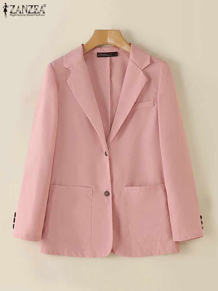 Office Wear Fashion Tops Long Sleeve Elegant Korean Style Women Suit Jackets Streetwear Notched Lapel Casual Blazer