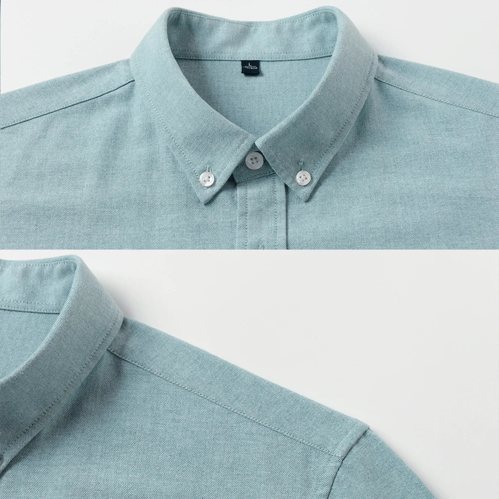 Men's Slim-Fit Oxford Cotton Shirt, Long Sleeves, Casual Breathable Fabric, Exquisite Craftsmanship, Brand with OEM Processing