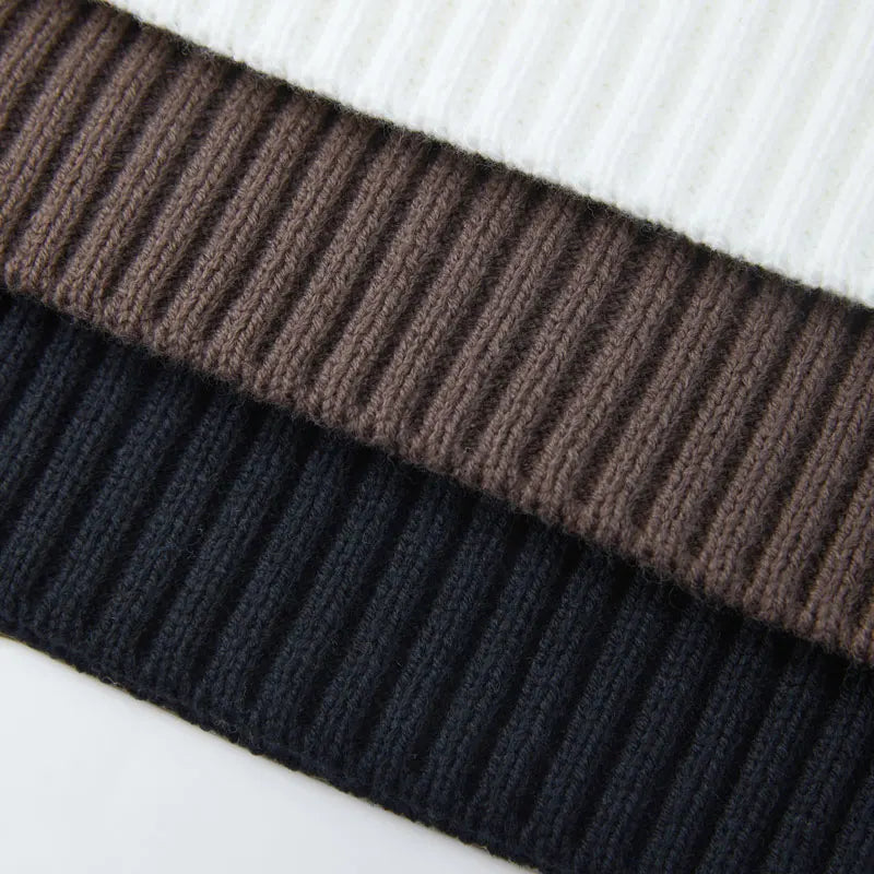 Men's Autumn/Winter Colour-Block Striped Polo Collar Knitted High Quality Hollow Out Cardigan With 60% Cotton