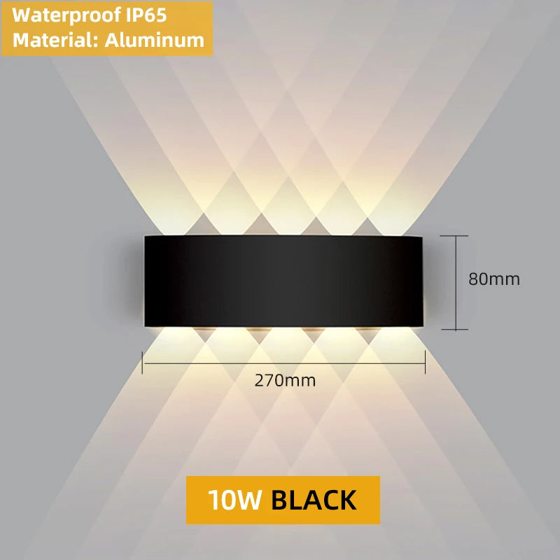 Aluminium binnenwandlamp, waterdichte IP65 LED-wandlamp, buitenverlichting voor in de tuin, slaapkamer, woonkamer, loft, decoratie, trapverlichting
