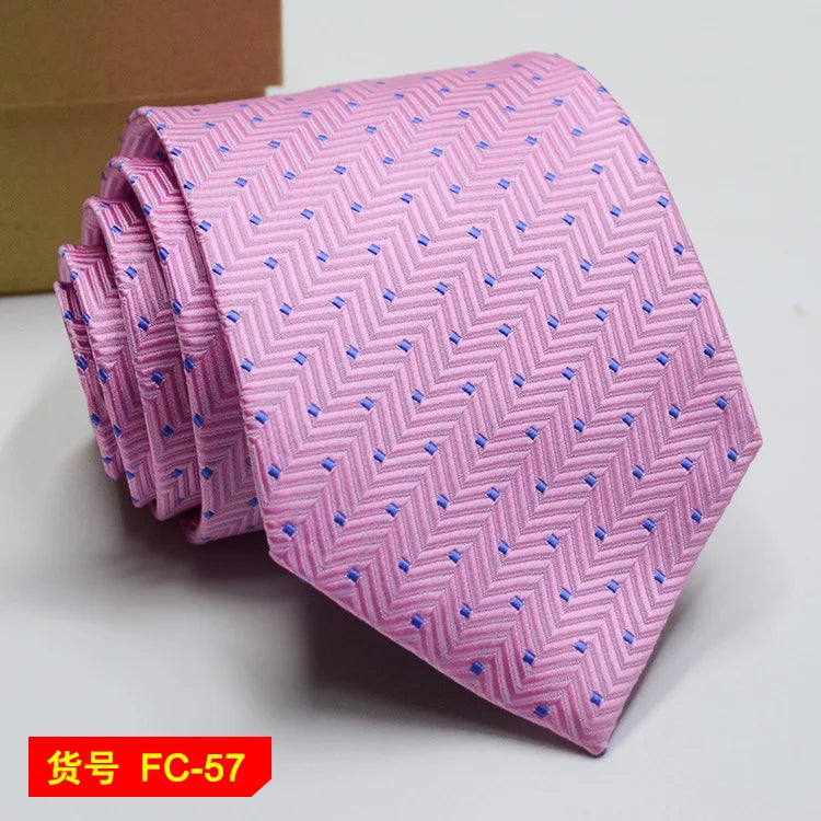 Men's Solid Color Stripe Floral Jacquard Necktie 7-8cm Width Fashionable Daily Wear Cravat for Wedding Party Gift