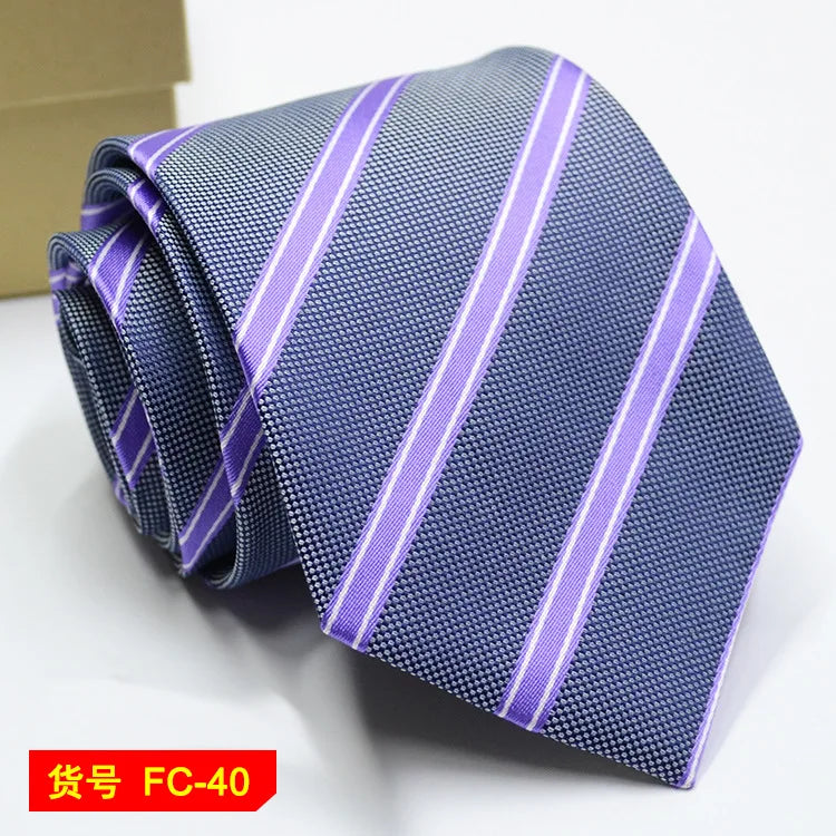 Men's Solid Color Stripe Floral Jacquard Necktie 7-8cm Width Fashionable Daily Wear Cravat for Wedding Party Gift