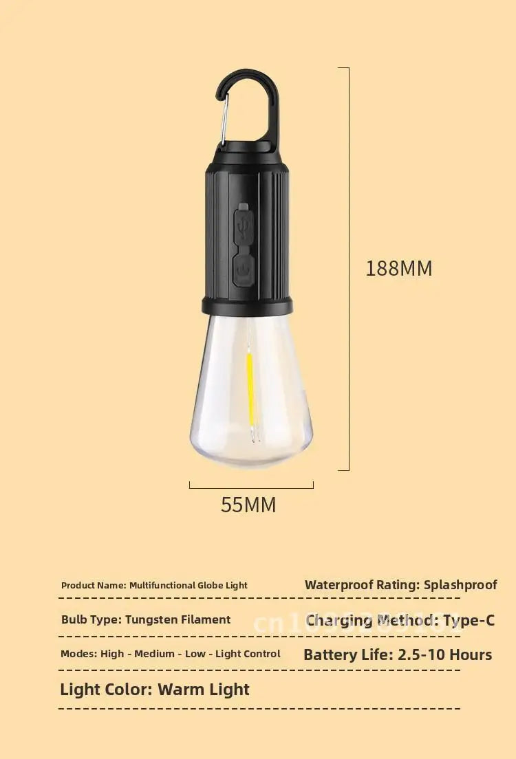 Solar Charging Retro LED/Tungsten Camping Light Emergency Tent Bulb Outdoor Lighting Cross Border New Style