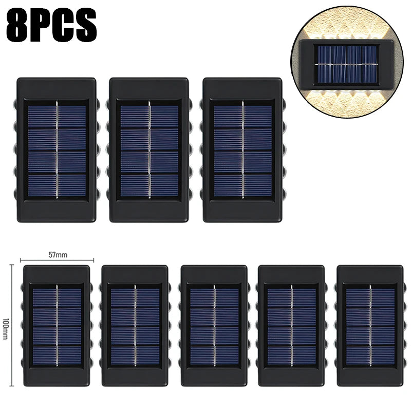 10 LED Solar Wandlamp Buiten Waterdicht Zonne-energie Licht Omhoog en Omlaag Verlicht Huis Tuin Veranda Tuindecoratie
