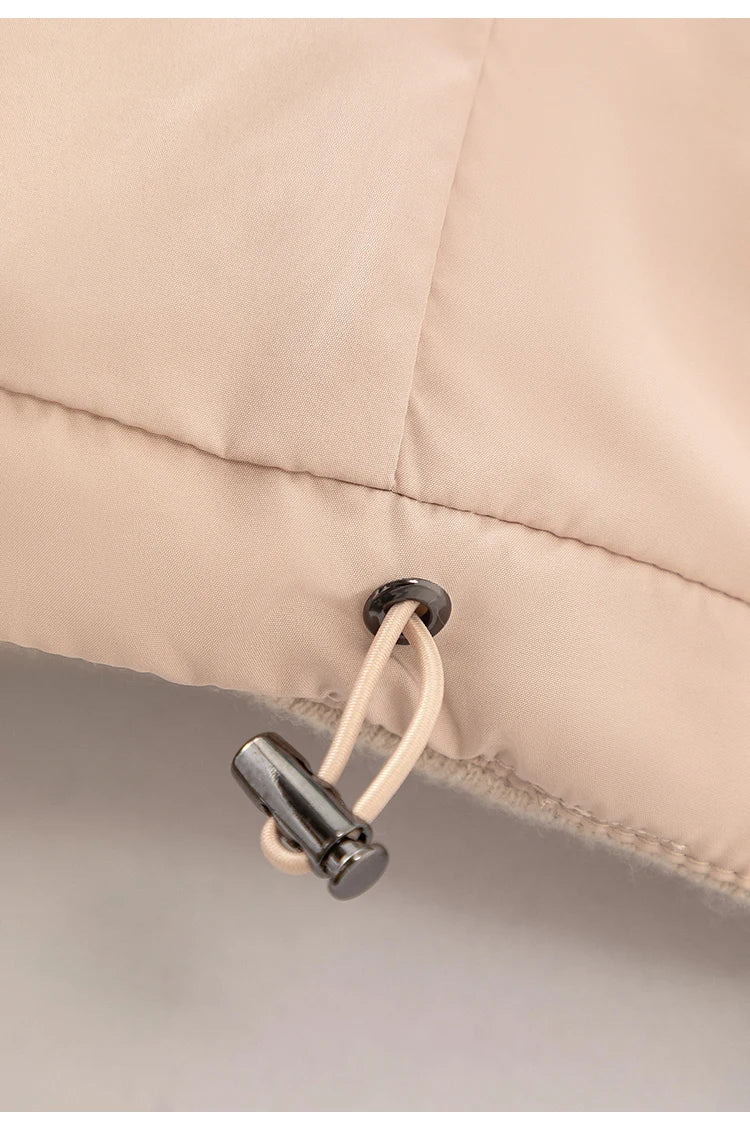 Women's Luxury Hooded Threaded Sleeve Down Coat, Warm Jacket For Ladies