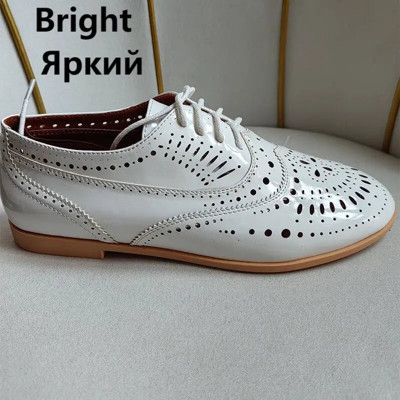 Women Round Toe Hollow Lace-up Loafers Flats Shoes Daily Elegant Flats