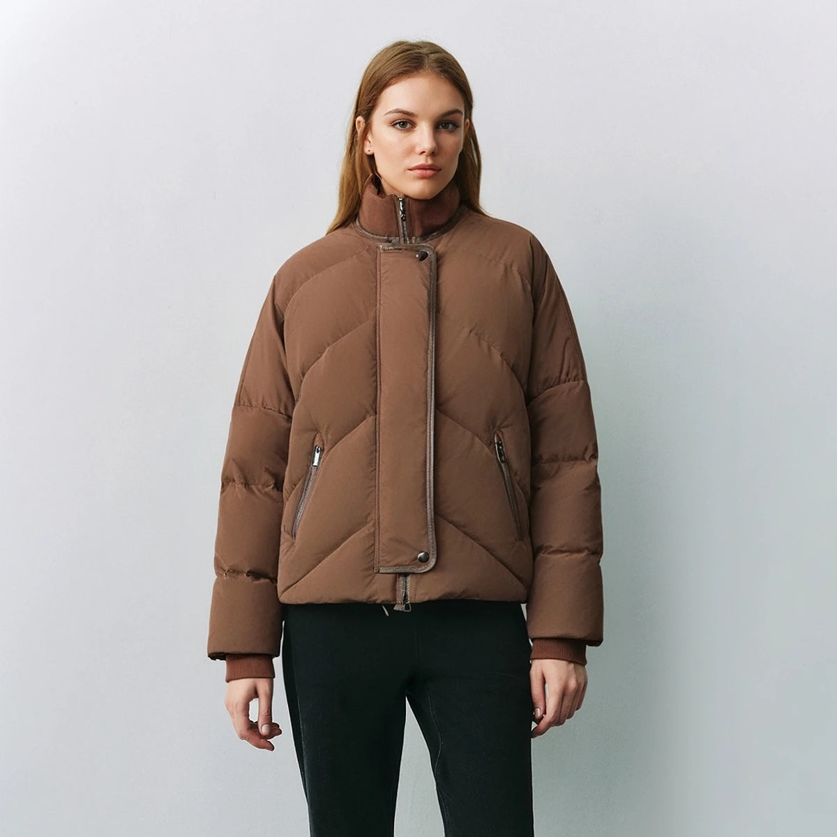 Women's High Quality Luxury Winter Puffer Jacket, White Goose Down Coats For Ladies