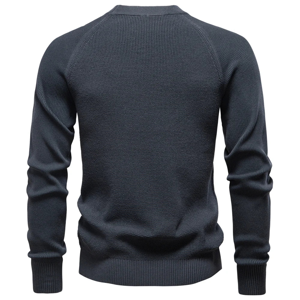2025 Men's Henley Collar Polo Shirt Solid Colour Long Sleeve Premium Brand Design For Men