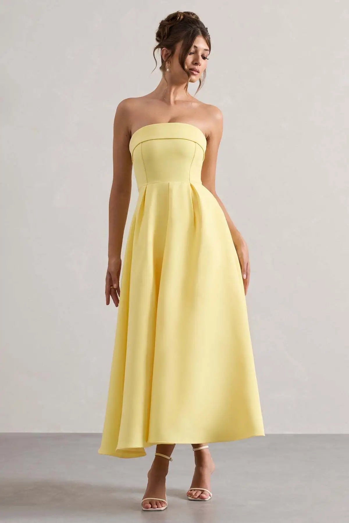 2025 Franse mode elegante lange avondjurk vrouwen high-end effen mouwloze strapless feestjurk chique minimalistische kleding