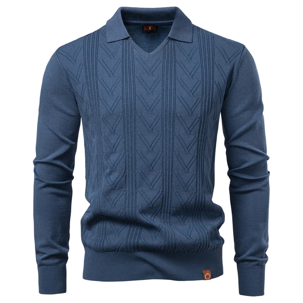 2025 Men's Henley Polo Solid Colour Long Sleeve Fashion Forward Cut Luxury Business Social Premium Male Polo